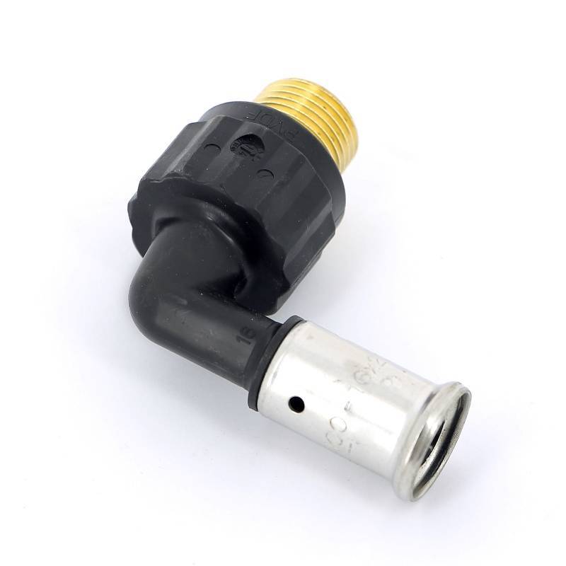 Угольник 90° пресс с наружной резьбой HENCO PVDF 16x1/2 5PK-1604