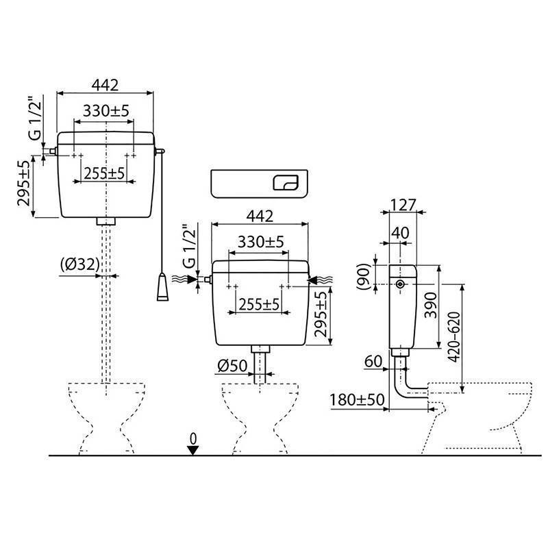 Бачок для унитаза универсальный Alcaplast UNI DUAL 3/6 л A93-1/2