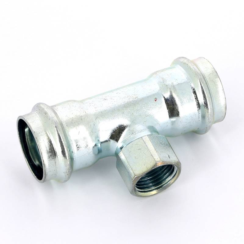 Тройник пресс-ВР оцинкованная сталь Viega Prestabo 28х1/2х28 мм 558918