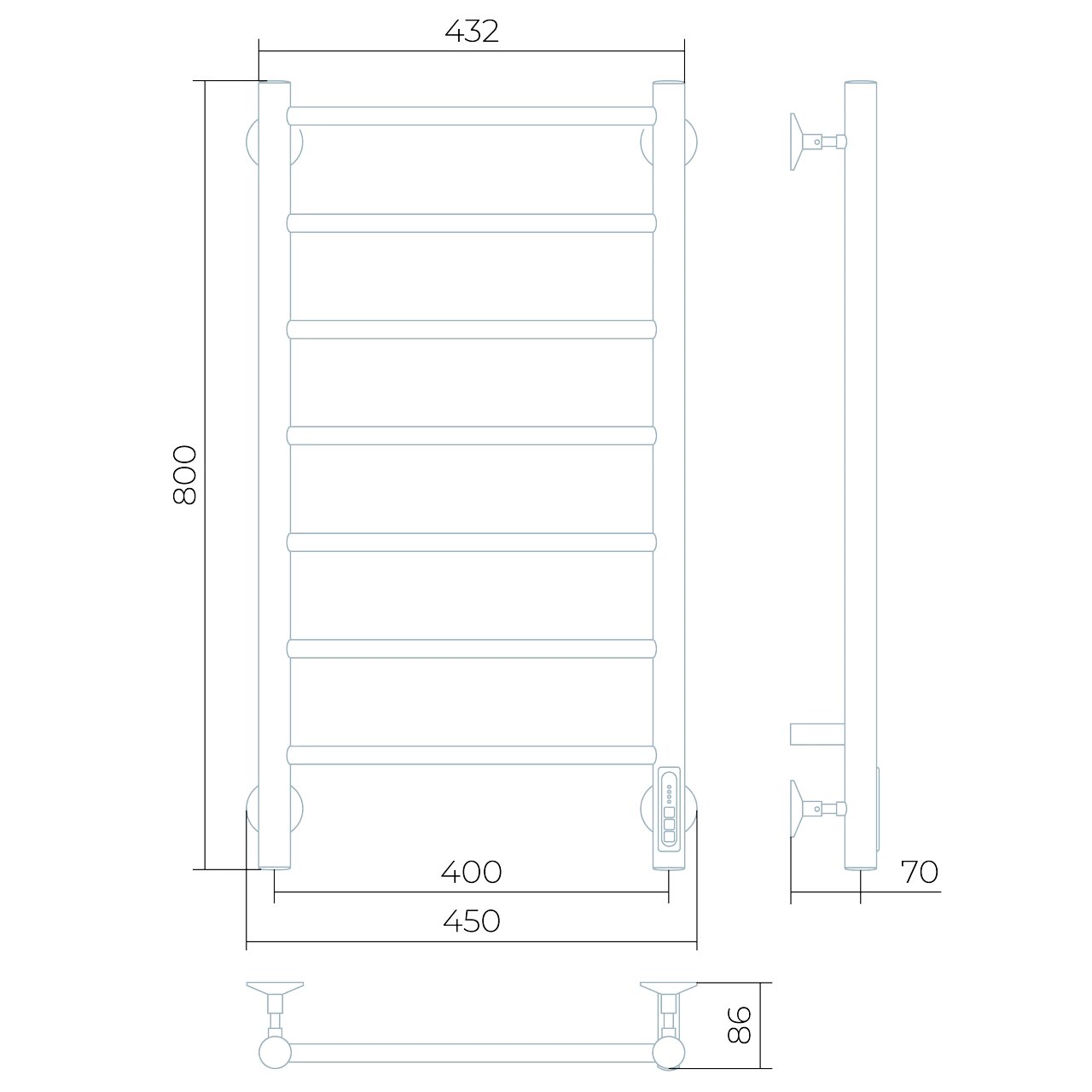 Полотенцесушитель электрический Larusso Джаз КС П7 400x800 мм черный RAL 9005 8512
