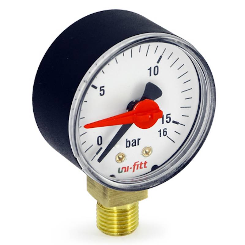Манометр радиальный Uni-Fitt с индикаторной стрелкой 4 бар 50 мм 1/4 304D1020