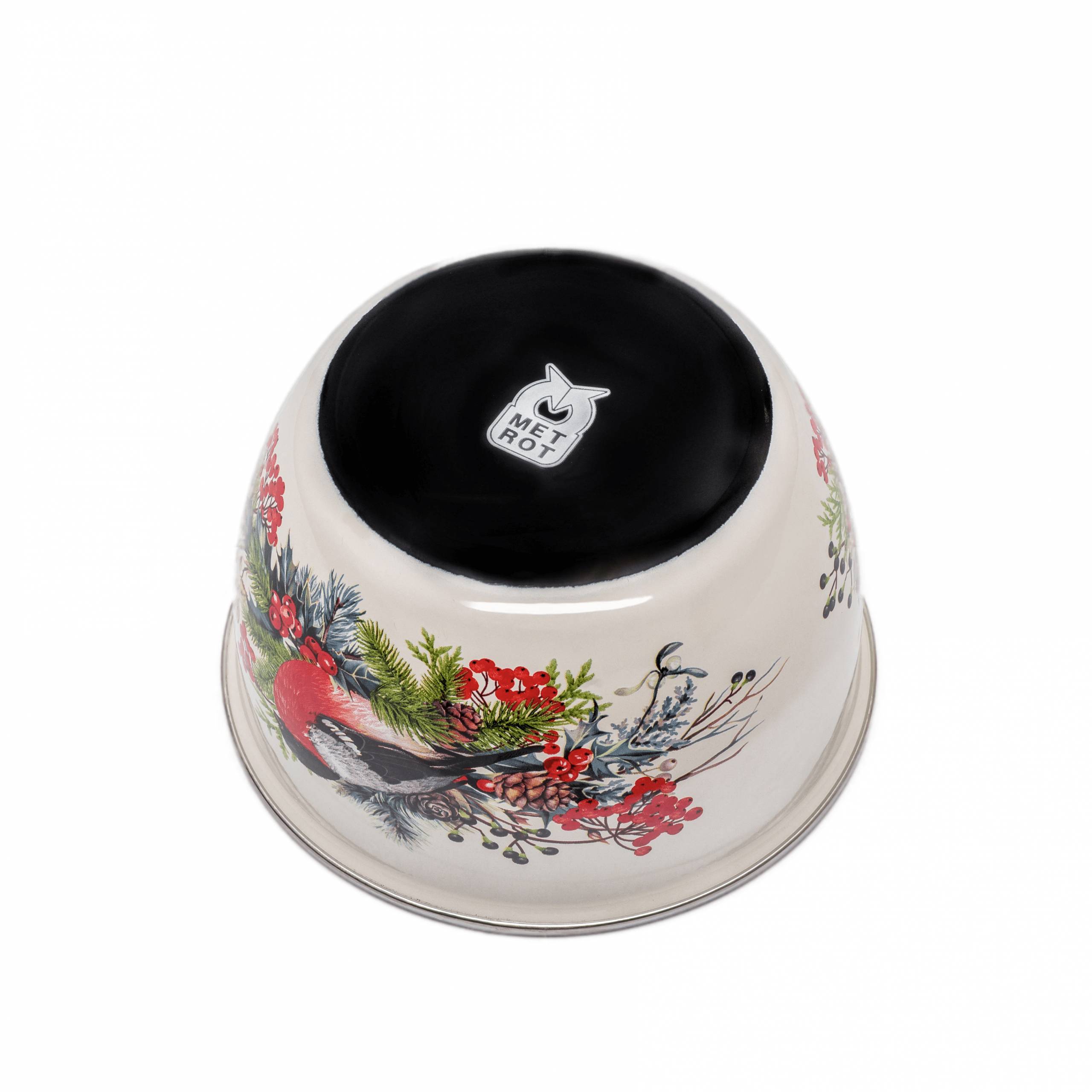 Миска эмалированная Metrot Снегирь низкая 1.7 л 8550