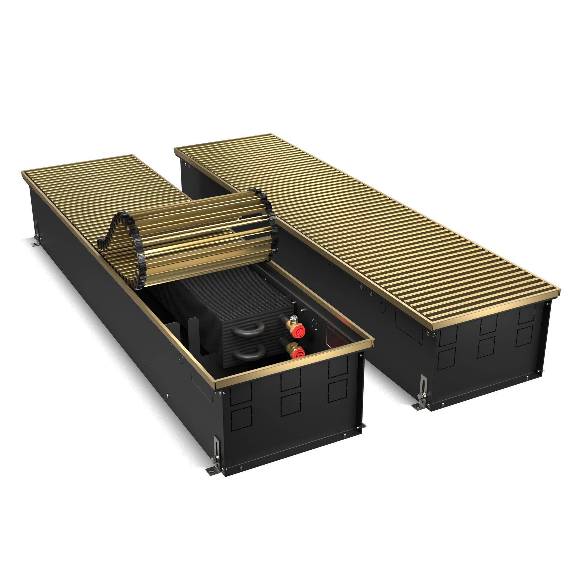 Конвектор внутрипольный Royal Thermo ATRIUM 190x300x800 мм продольная решетка золото НС-1493196