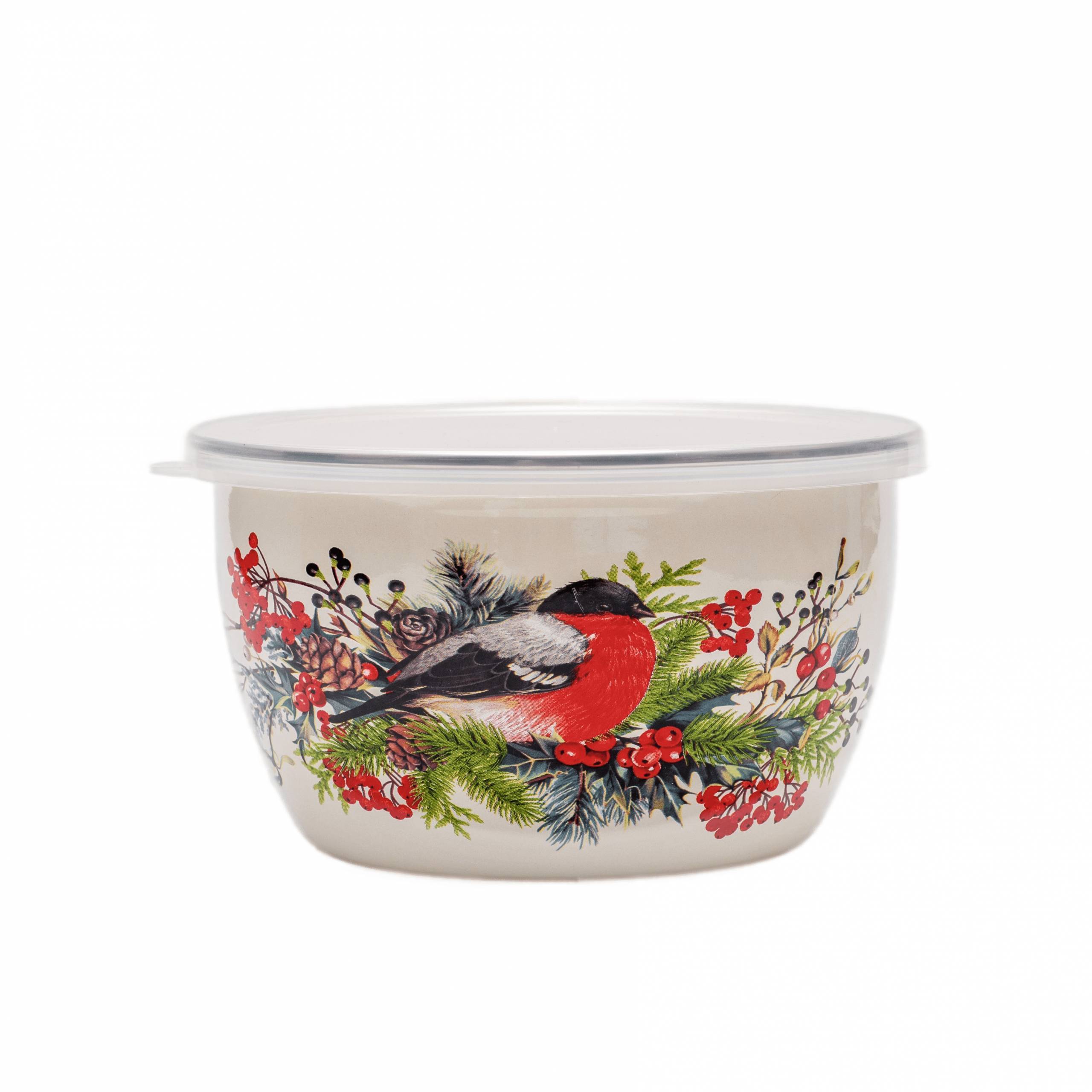 Миска эмалированная Metrot Снегирь низкая 1.7 л 8550