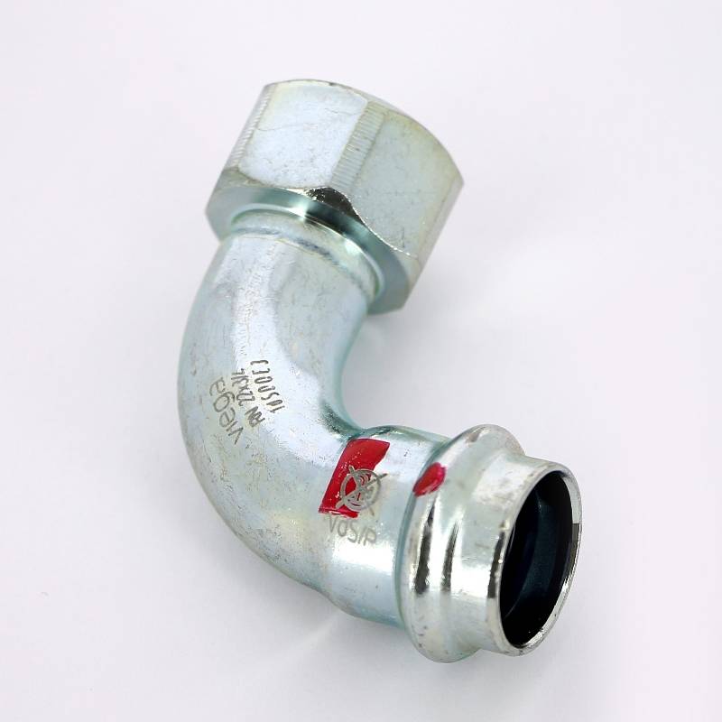 Угольник переходной Viega Prestabo 90° 22х3/4 пресс-В оцинкованная сталь 601324