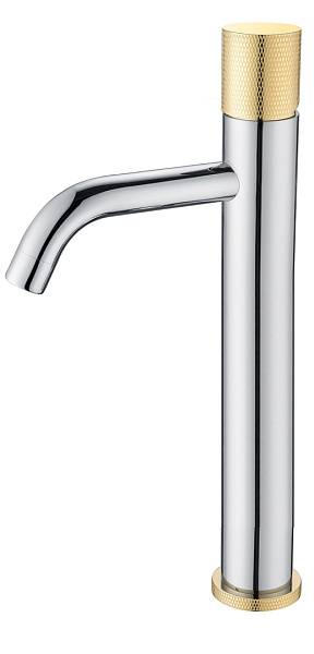 Смеситель для раковины высокий Boheme Stick Chrome Touch Gold 122-CRG.2