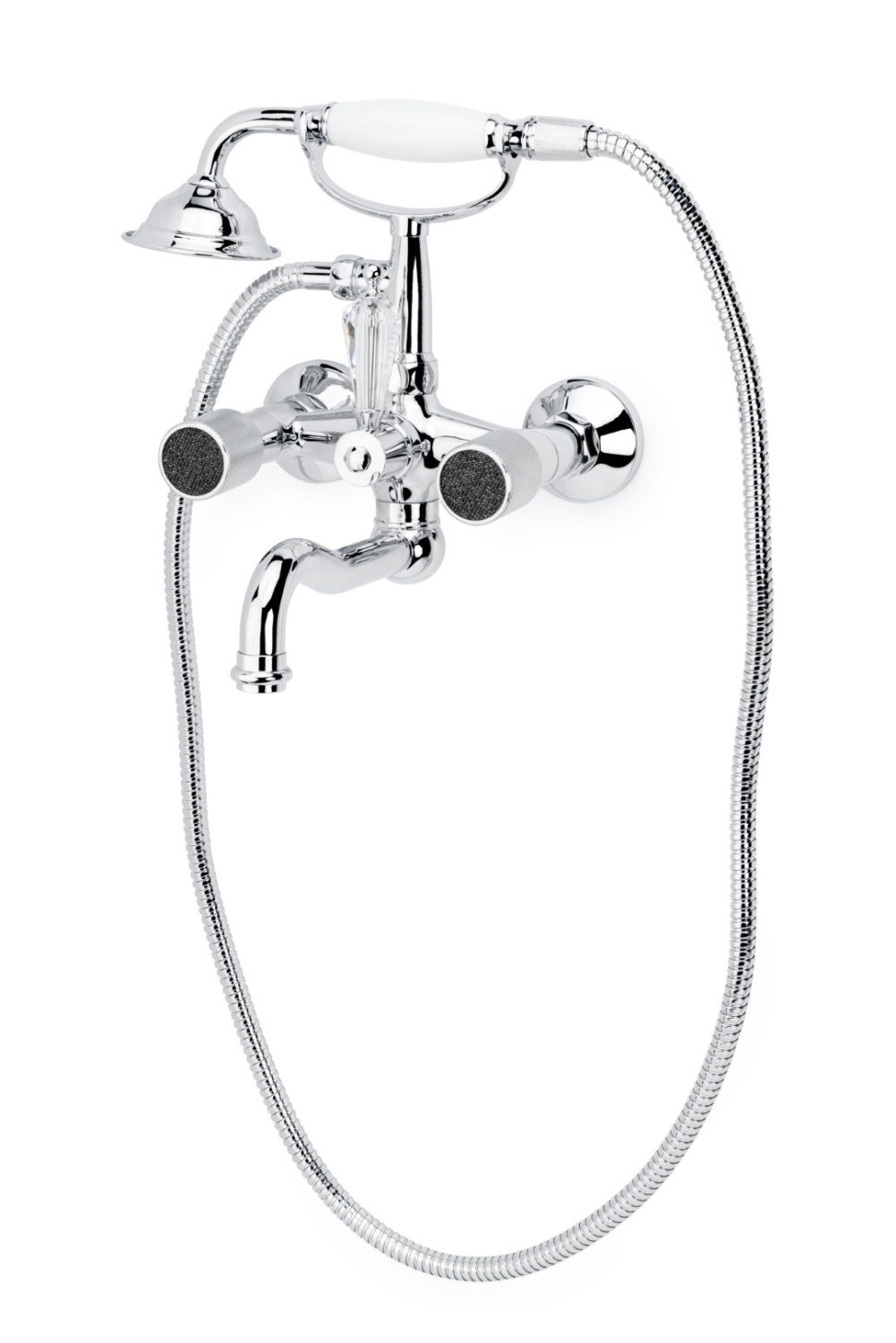 Смеситель для ванны Boheme Royal Cristal с душевым комплектом хром 273-Royal/CRST black