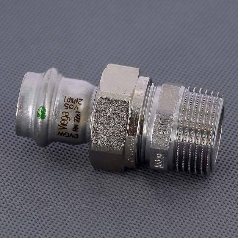 Муфта разъемная Viega Sanpress Inox 22x1 пресс-НР нержавеющая сталь 438319