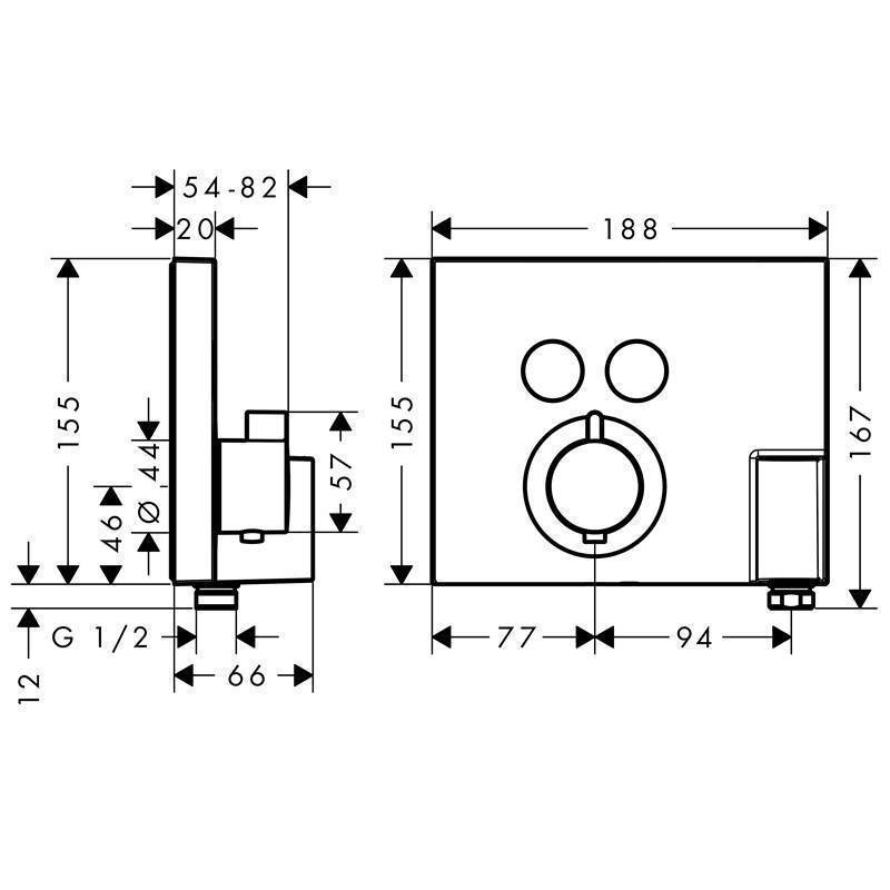 Термостатический смеситель hansgrohe ShowerSelect для 2 потребителей скрытого монтажа хром 15765000