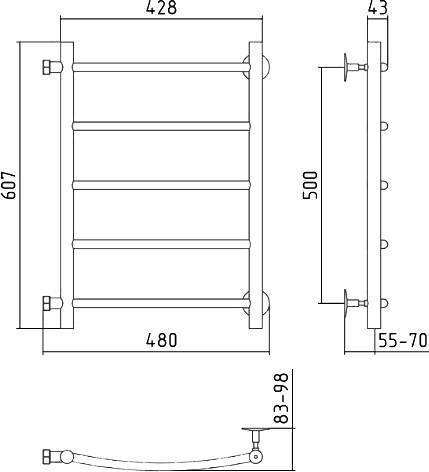 Полотенцесушитель водяной Стилье Версия-Б2 48x60,7 см без покрытия 00612-5040