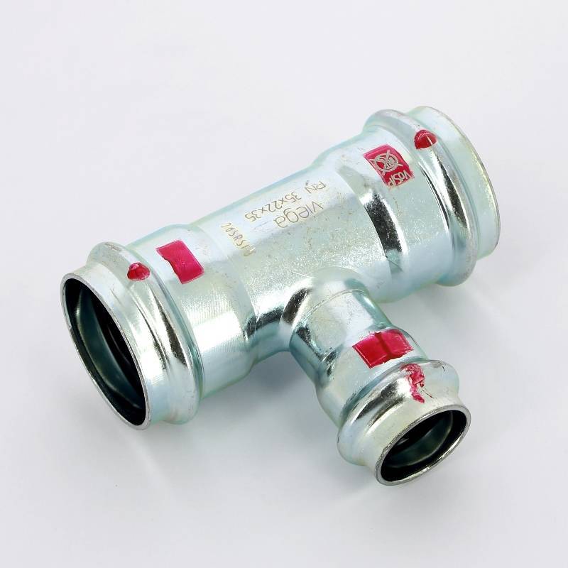 Тройник пресс Viega Prestabo оцинкованная сталь 35х22х35 мм 558765