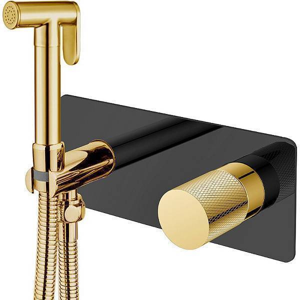 Гигиенический душ со смесителем Boheme Stick черный/золото 127-BG.2
