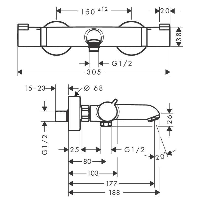 Термостатический смеситель hansgrohe Ecostat Comfort для ванны хром 13114000
