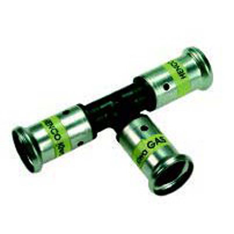 Тройник пресс для газа PVDF Henco 26x20x26 мм 10PKG-262026