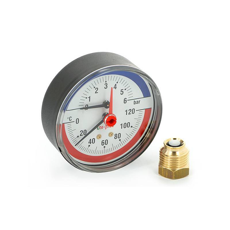 Термоманометр аксиальный Uni-Fitt 80 мм 4 бар 1/2 310D1442