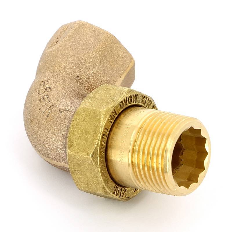 Разъемное соединение Viega 1 НВ угловое бронза с плоской прокладкой 348687