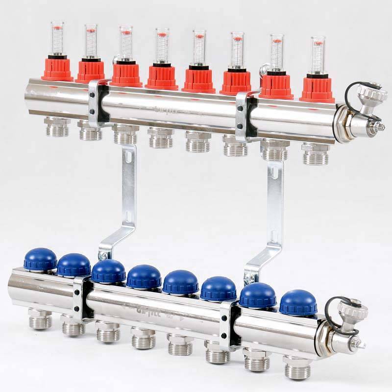 Коллекторная группа Uni-Fitt серия E 1x3/4 EK 8 выходов с расходомерами 440E4308