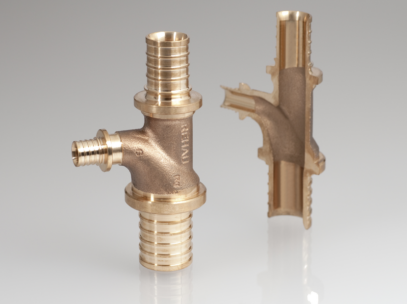 Тройник REHAU RAUTITAN RX+ 40-16-32 с повышенным сопротивлением бронза 13160751001