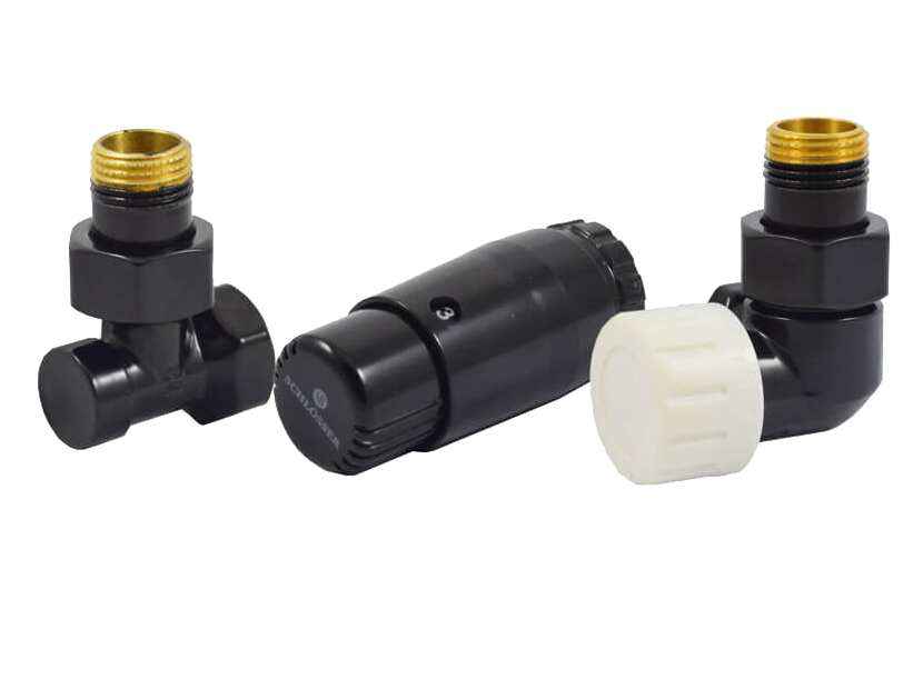 Комплект термостатический Schlosser Stand-D Mini 1/2 правый трехосевой RAL 9005 602200068