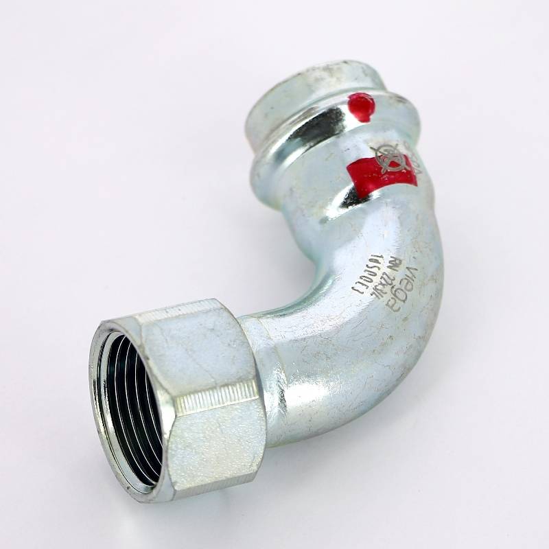 Угольник переходной Viega Prestabo 90° 22х3/4 пресс-В оцинкованная сталь 601324