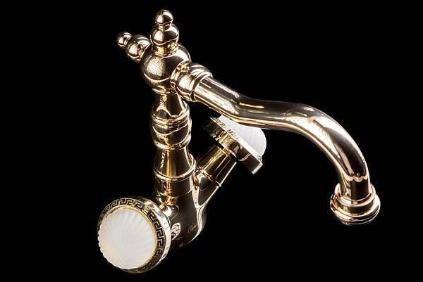 Смеситель для раковины высокий Boheme Satine золото 292-ST