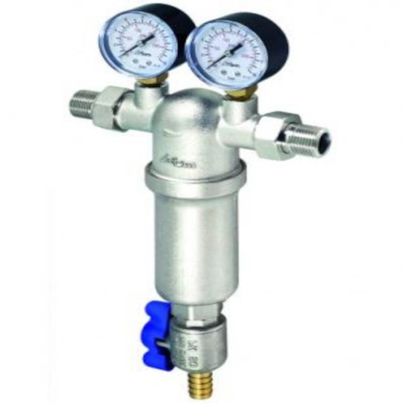 Фильтр промывной RBM 1/2 НР-НР с редуктором и 2 манометрами 100 мкм 25160400