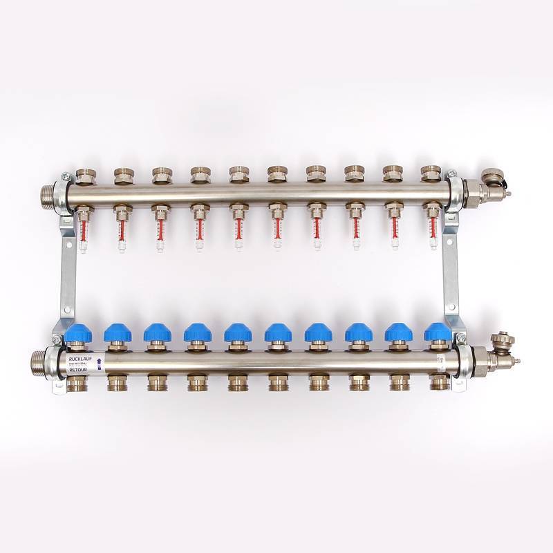 Коллекторная группа Uni-Fitt 1 x 3/4 10 выходов с расходомерами и термостатическими вентилями 455W4310