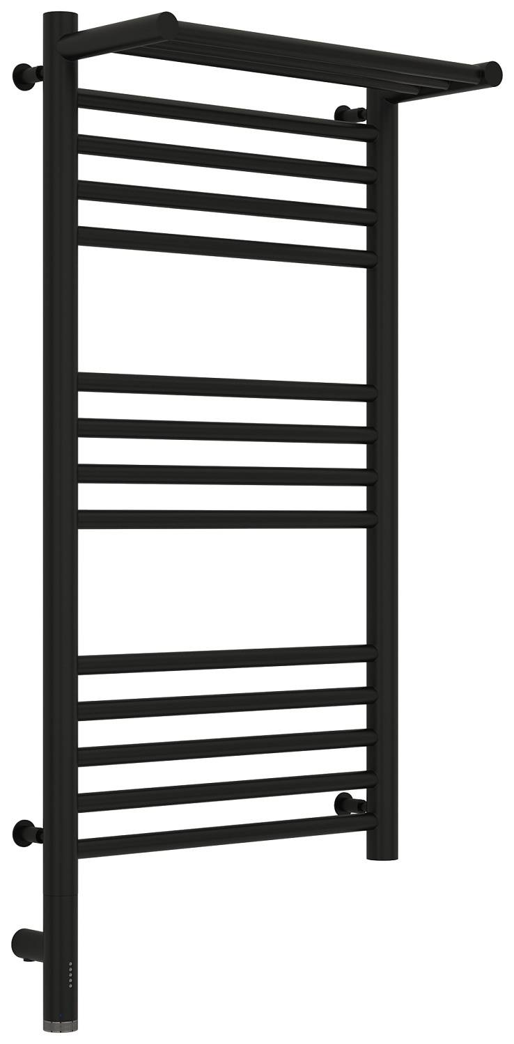 Полотенцесушитель электрический Сунержа Богема 3.0 с 1 полкой 432x924 мм левый матовый черный 31-5806-8040