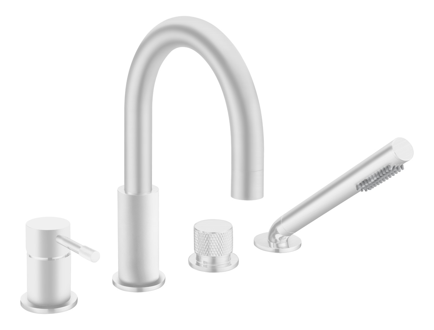 Смеситель на борт ванны Boheme Uno на 4 отверстия излив 18 см белый матовый 460-MW