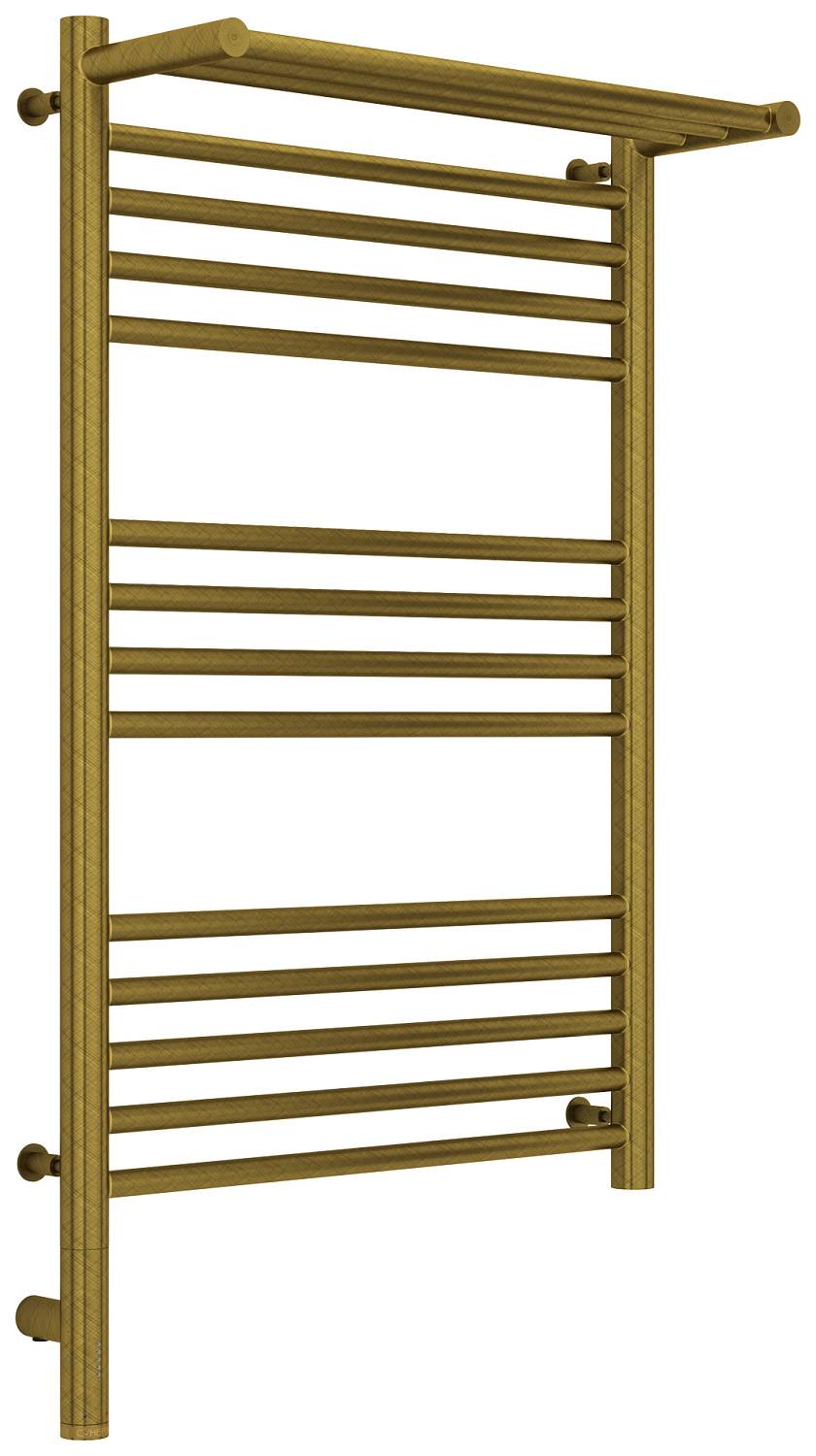 Полотенцесушитель электрический Сунержа Богема 3.0 с 1 полкой 532x924 мм левый состаренная бронза 05-5806-8050