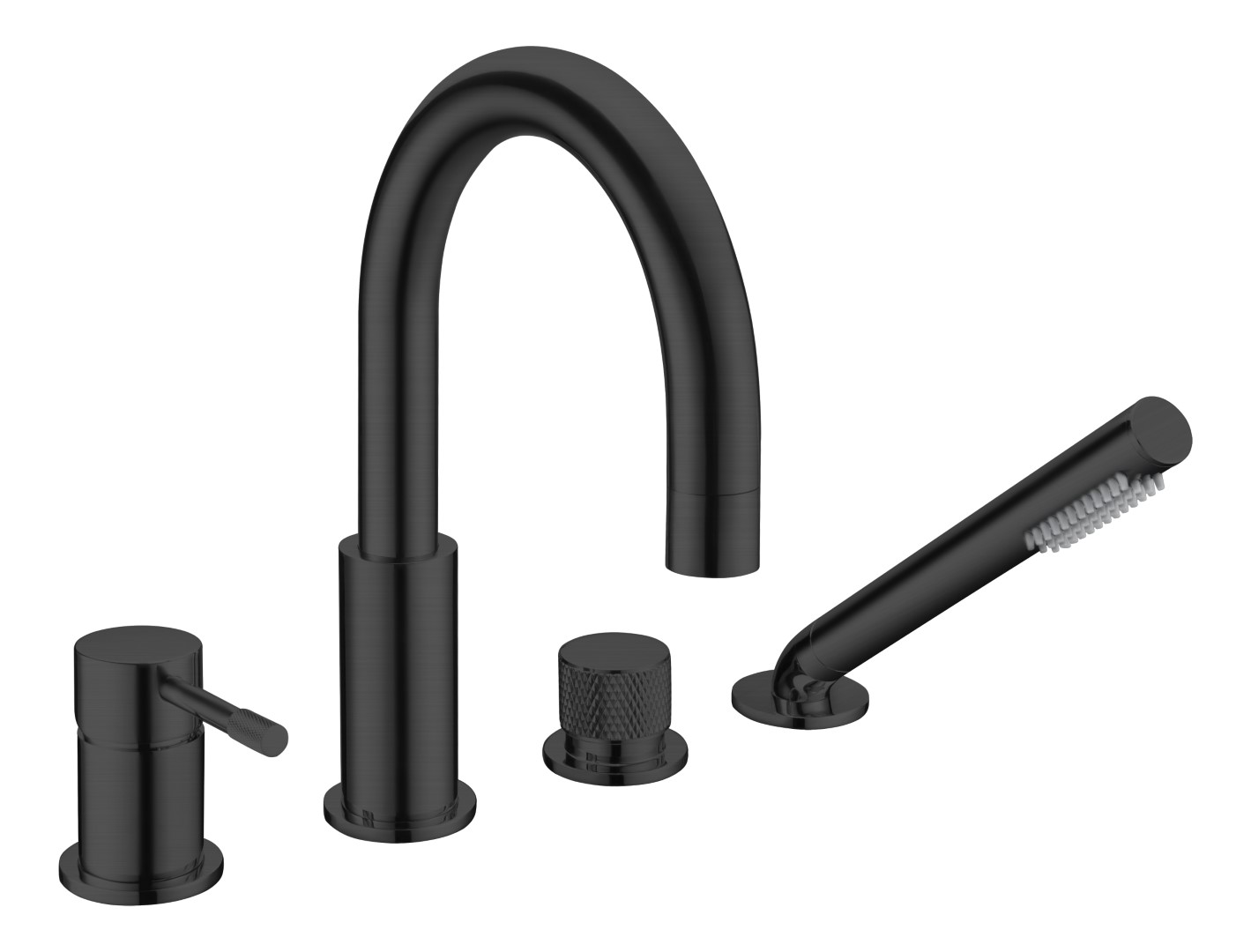 Смеситель на борт ванны Boheme Uno на 4 отверстия излив 18 см черный 460-B