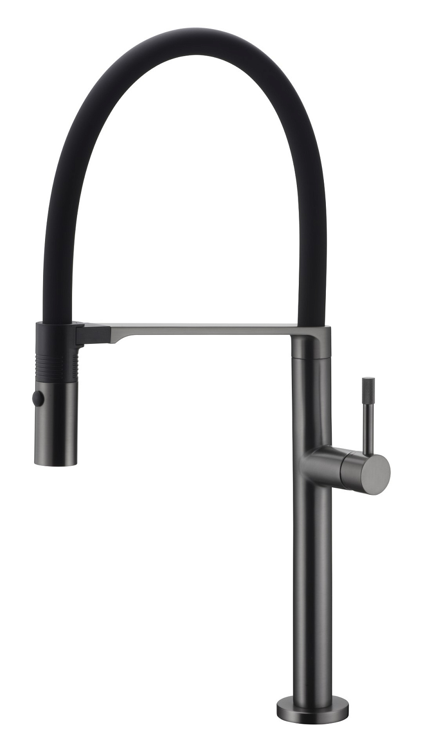 Смеситель для кухни Boheme Uno с гибким изливом gun metal 114-GM
