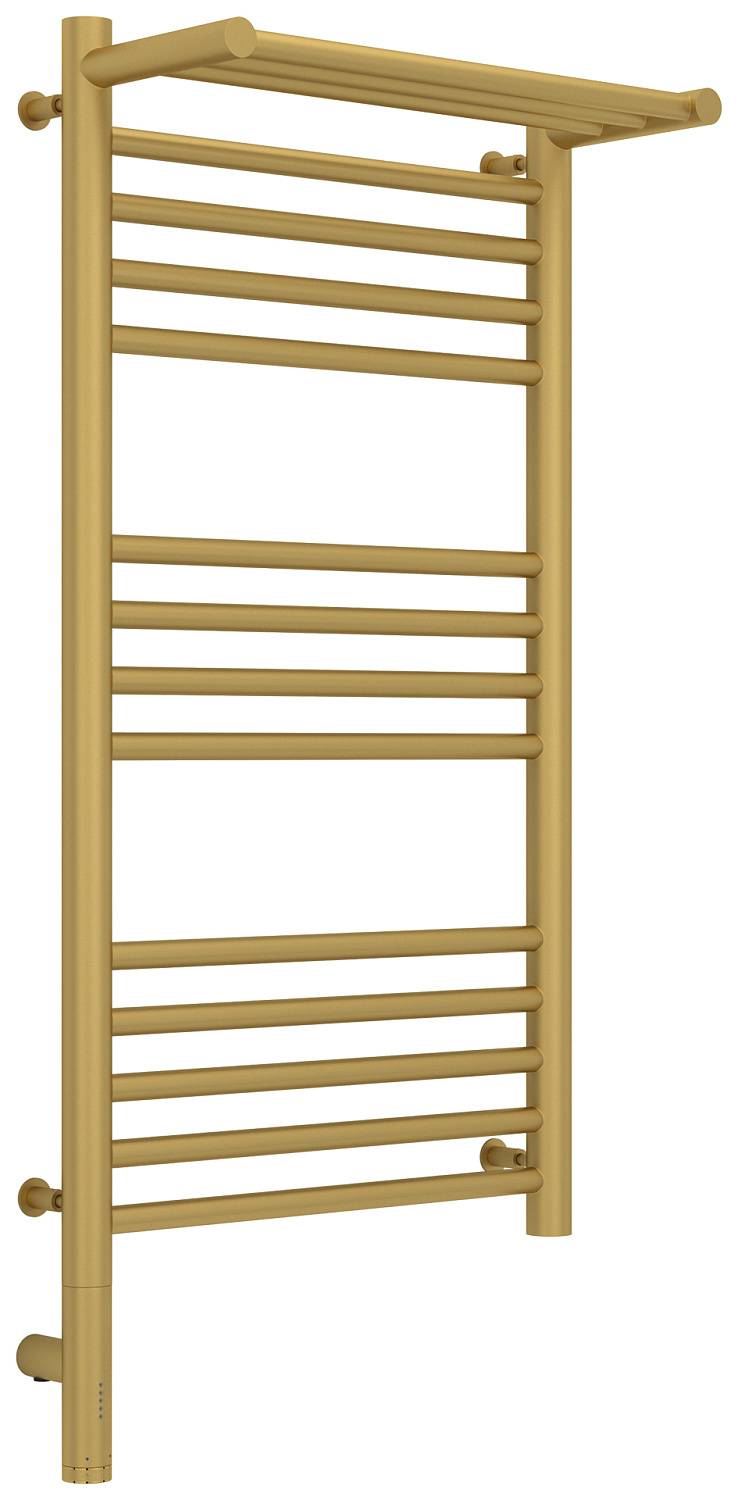 Полотенцесушитель электрический Сунержа Богема 3.0 с 1 полкой 432x924 мм левый матовое золото 032-5806-8040