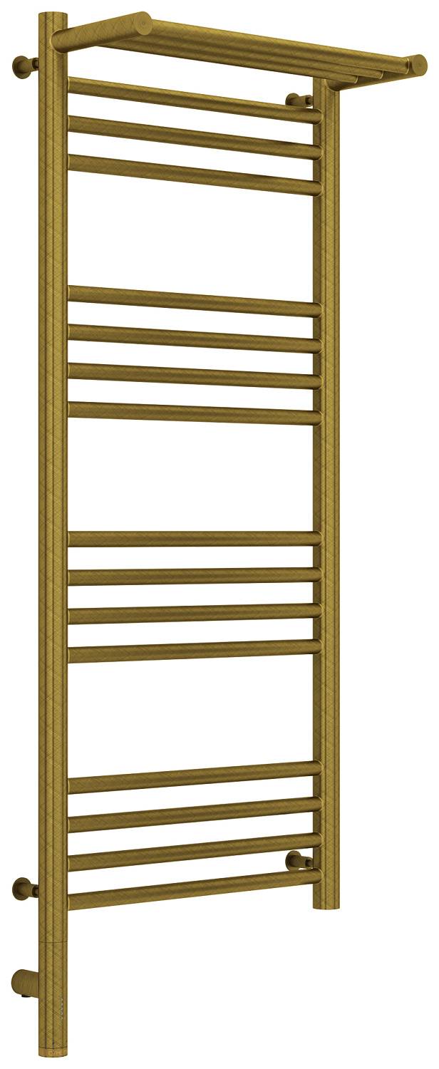 Полотенцесушитель электрический Сунержа Богема 3.0 с 1 полкой 432x1124 мм левый состаренная бронза 05-5806-1040