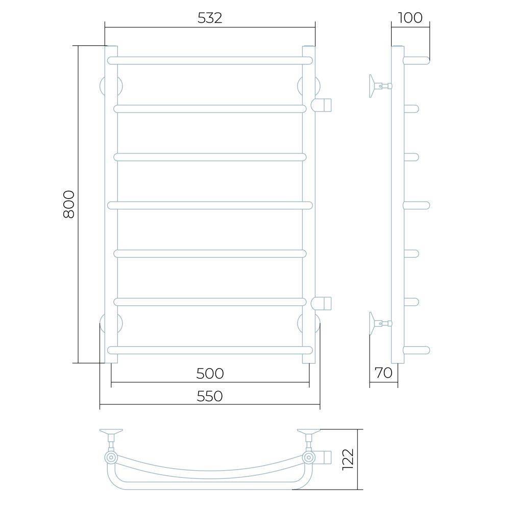 Полотенцесушитель водяной Larusso Евромикс П7 500х800 мм боковое подключение 500 мм 8469