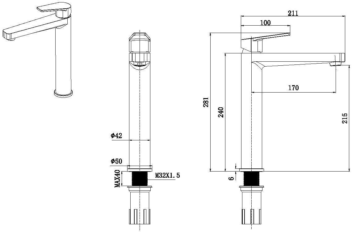 Смеситель для раковины Allen Brau Eclipse с донным клапаном черный матовый 5.E1002-31