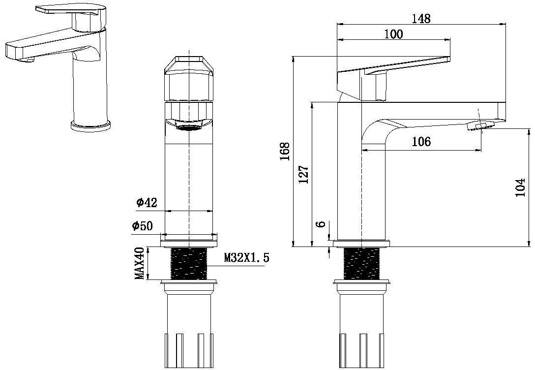 Смеситель для раковины Allen Brau Eclipse с донным клапаном черный матовый 5.E1001-31