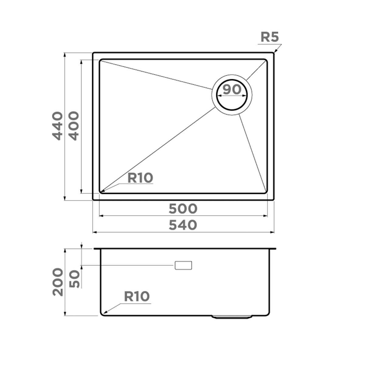 Кухонная мойка OMOIKIRI Taki 54-U/IF Side SF-IN 54x44 см нержавеющая сталь 4997034
