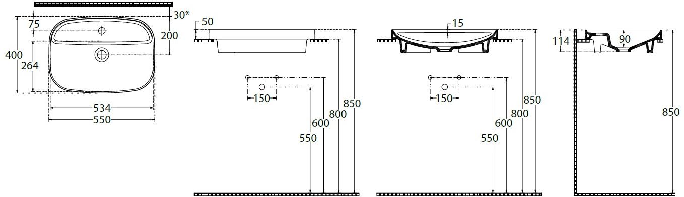 Раковина встраиваемая сверху Allen Brau Fantasy 55х40х11.4 см черный 4.11034.31