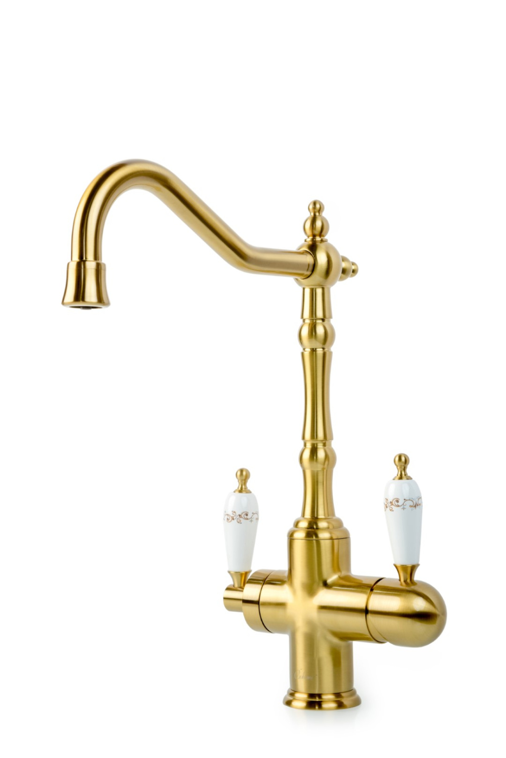 Смеситель для кухни Boheme Kitchen высокий с подключением фильтра бронза 111-PR