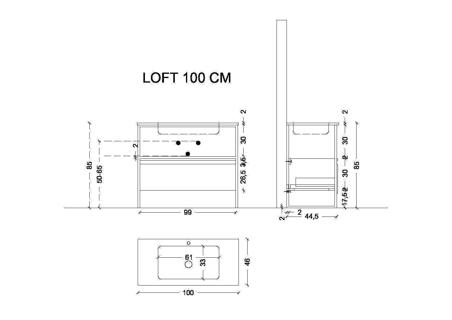 Консоль напольная Armadi Art Loft 100х45х85 см черный 893-100