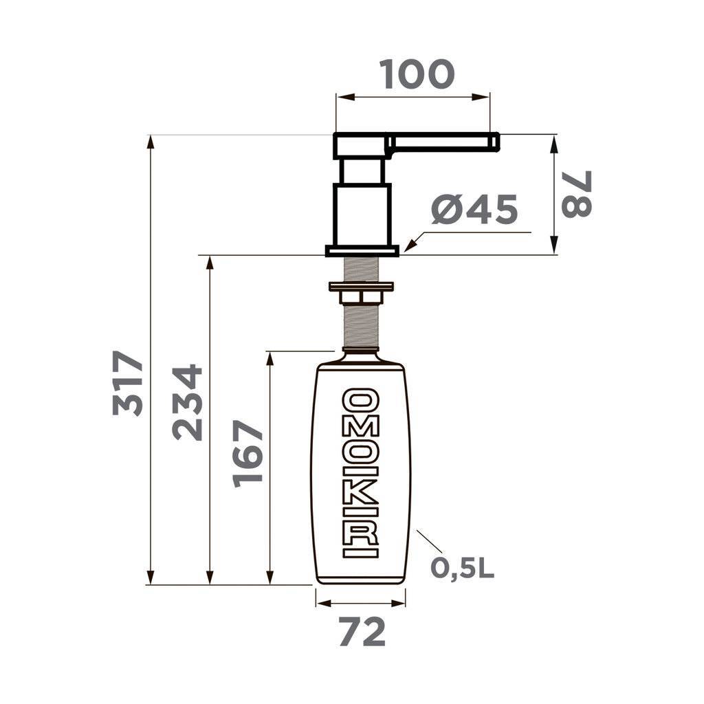 Дозатор встраиваемый Omoikiri OM-04 вороненая сталь 4995051