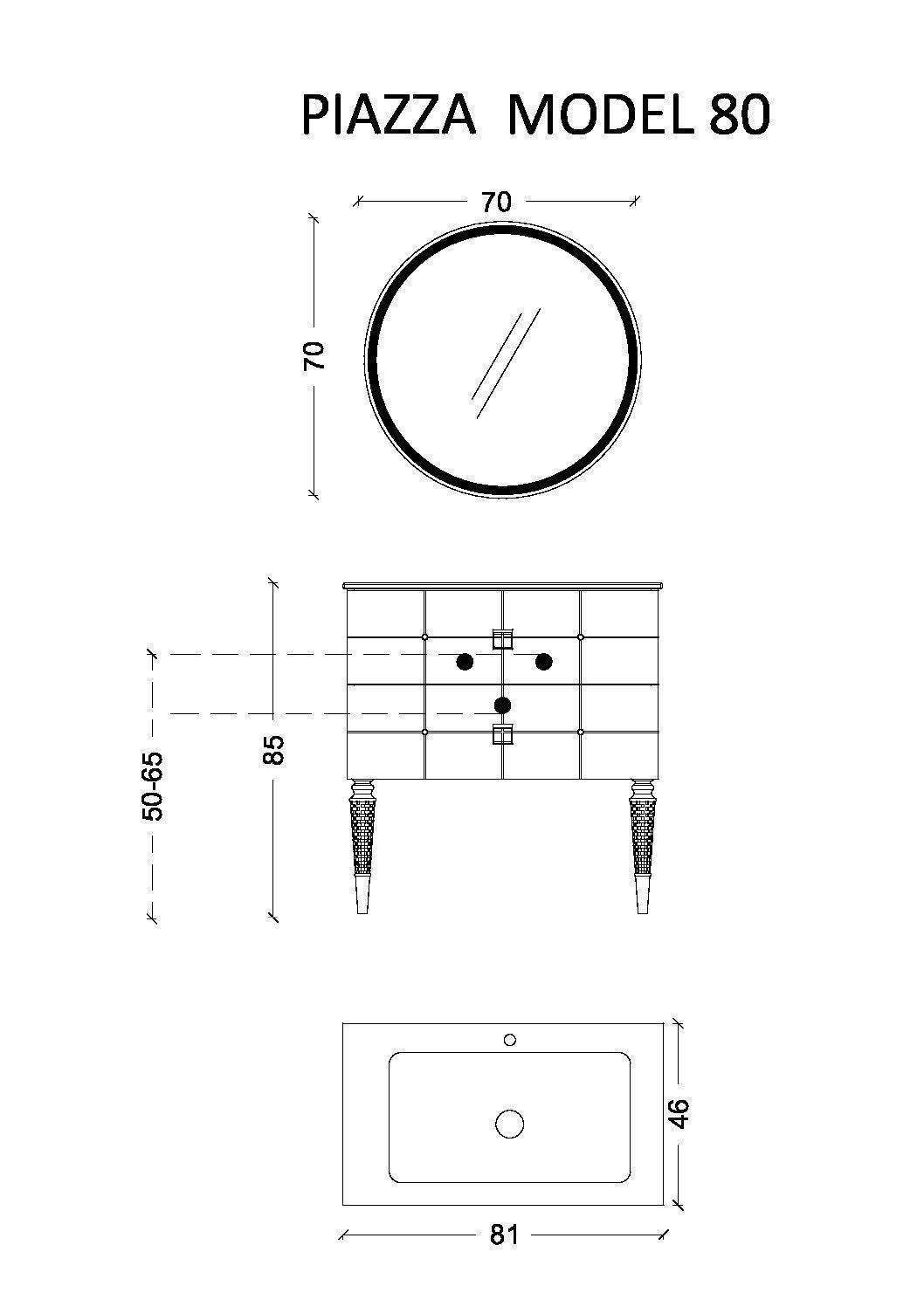 Тумба подвесная Armadi Art Vallessi Avantgarde 80х46х48 см белый/золото 841-080-WG