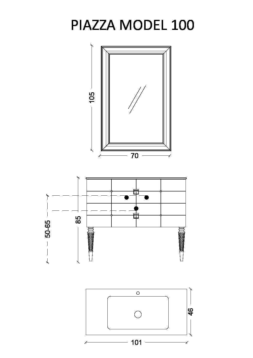 Тумба подвесная Armadi Art Vallessi Avantgarde 100х46х48 см черный/хром 841-100-BCR