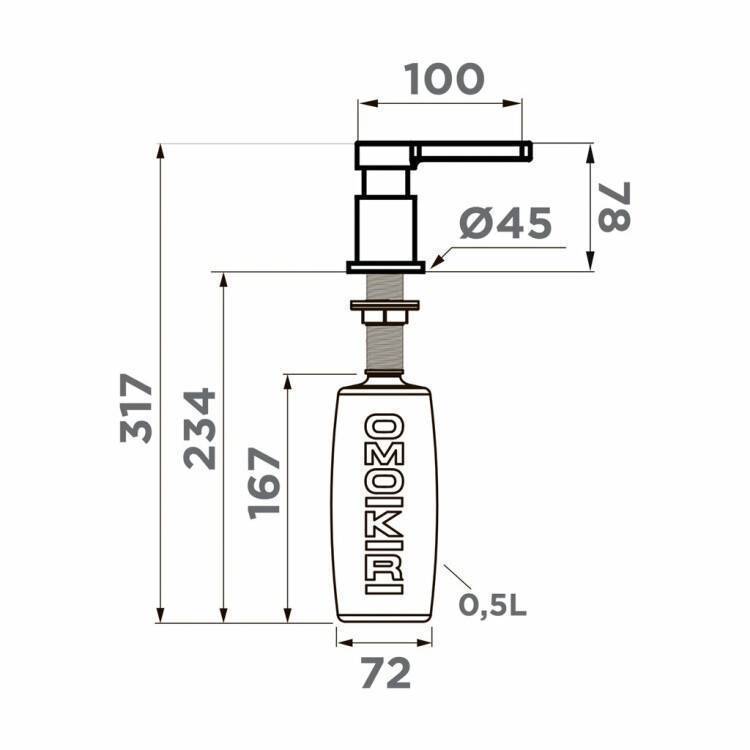 Дозатор встраиваемый Omoikiri OM-04 нержавеющая сталь 4995048