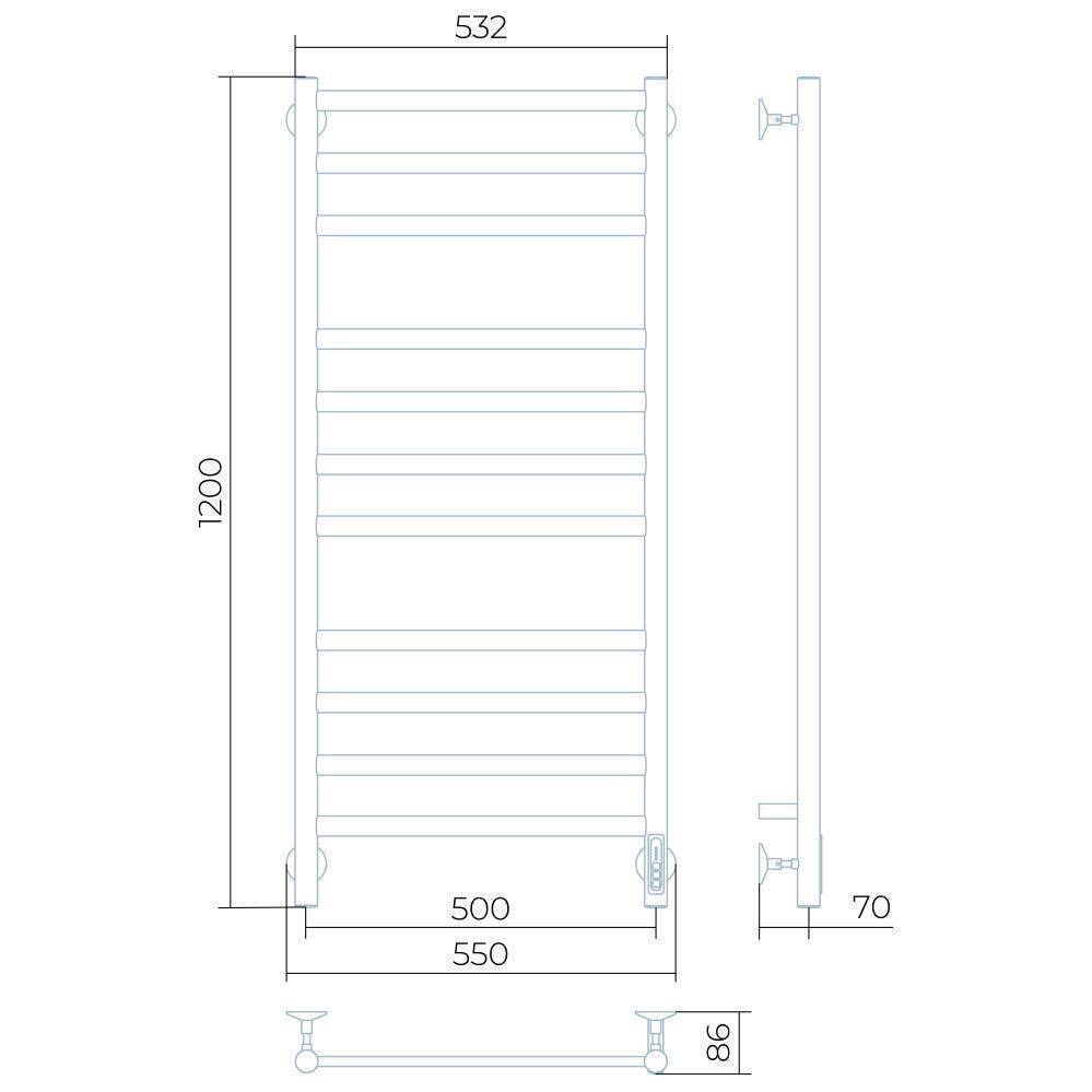 Полотенцесушитель электрический Larusso Классик Премиум П11 500x1200 мм 8495