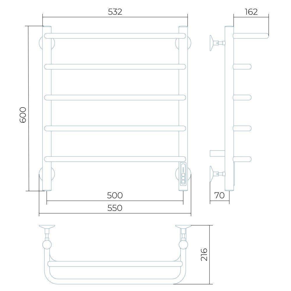 Полотенцесушитель электрический Larusso Стандарт с полкой П5 500х600 мм 8510