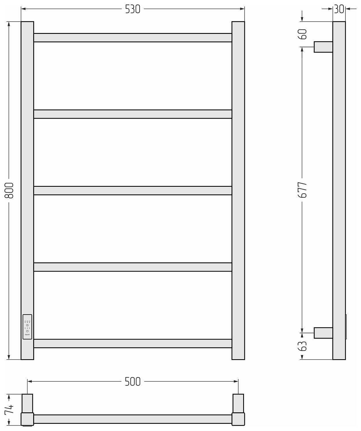 Полотенцесушитель электрический Стилье Формат 26 53x80 см правый белый 12527-8050