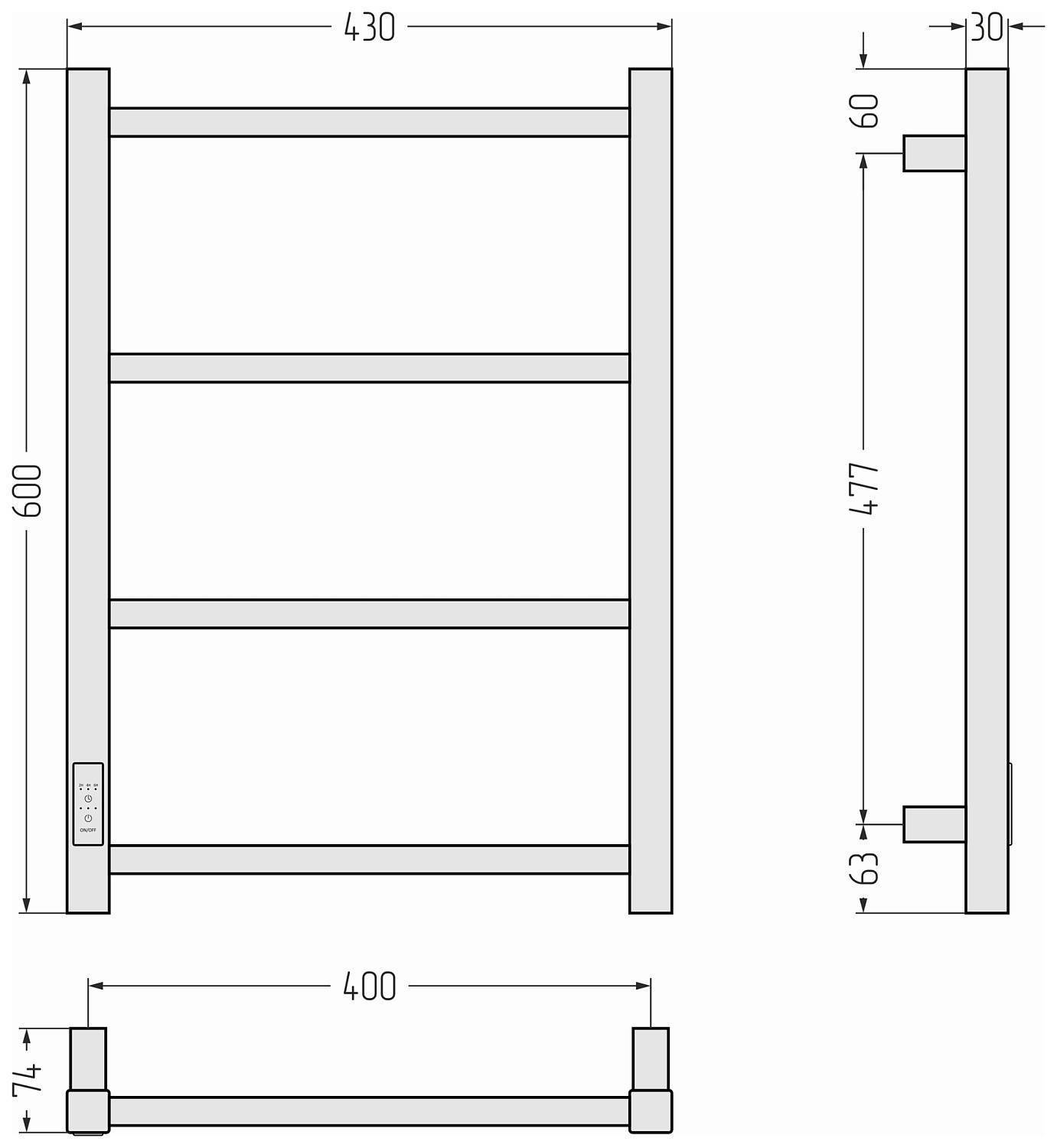 Полотенцесушитель электрический Стилье Формат 26 43x60 см белый 12527-6040