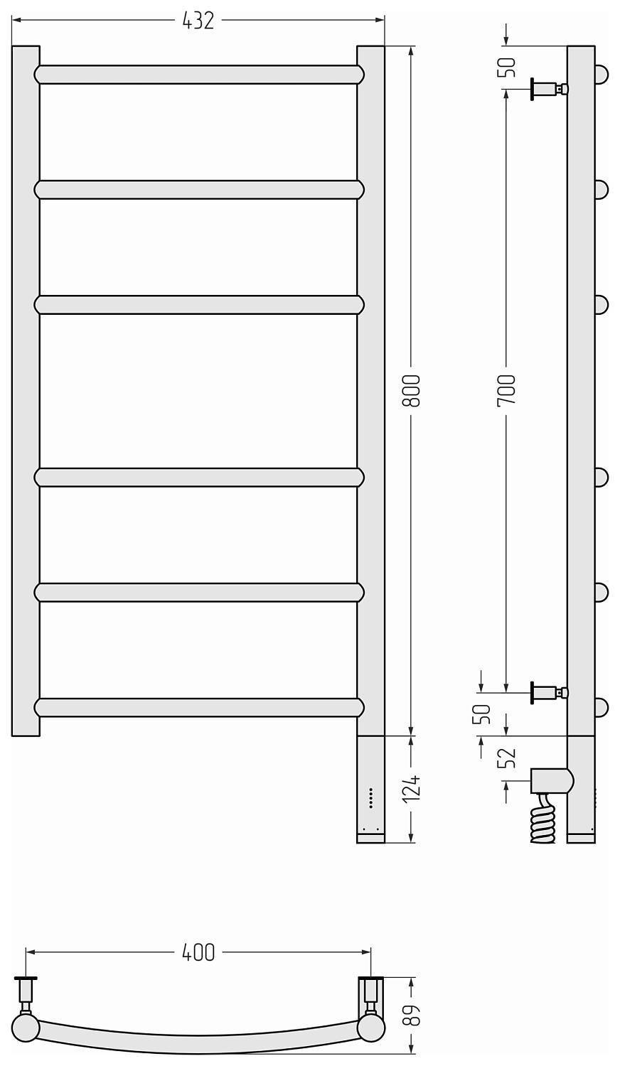 Полотенцесушитель электрический Сунержа Галант 3.0 432x800 мм правый золото 03-5801-8040